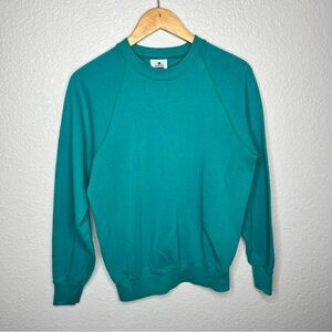 Vintage 90s Lee Teal Raglan Crewneck Sweatshirt Made in USA Size Large